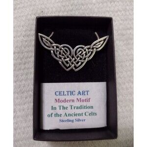 Sterling Silver Irish Trinity Knot Necklace & Earring Set- Celtic- Vintage -NOS